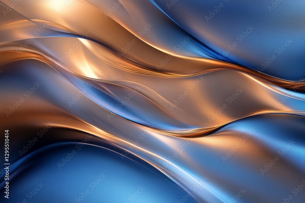 Poster abstract composition of deep blue and mocha brown with modern design and soft light reflections