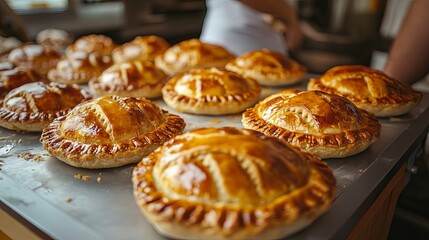 Warm, freshly baked pies filled with delicious ingredients.