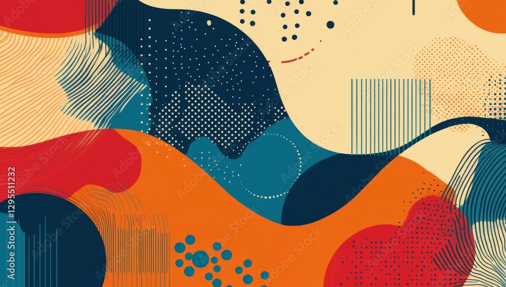 Poster retro abstract background design featuring shapes and patterns for poster or banner templates