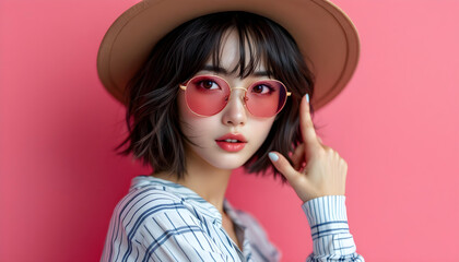 Fototapeta premium ファンタジーストーリー（ブロッサムピンクの色彩を纏った女性）
