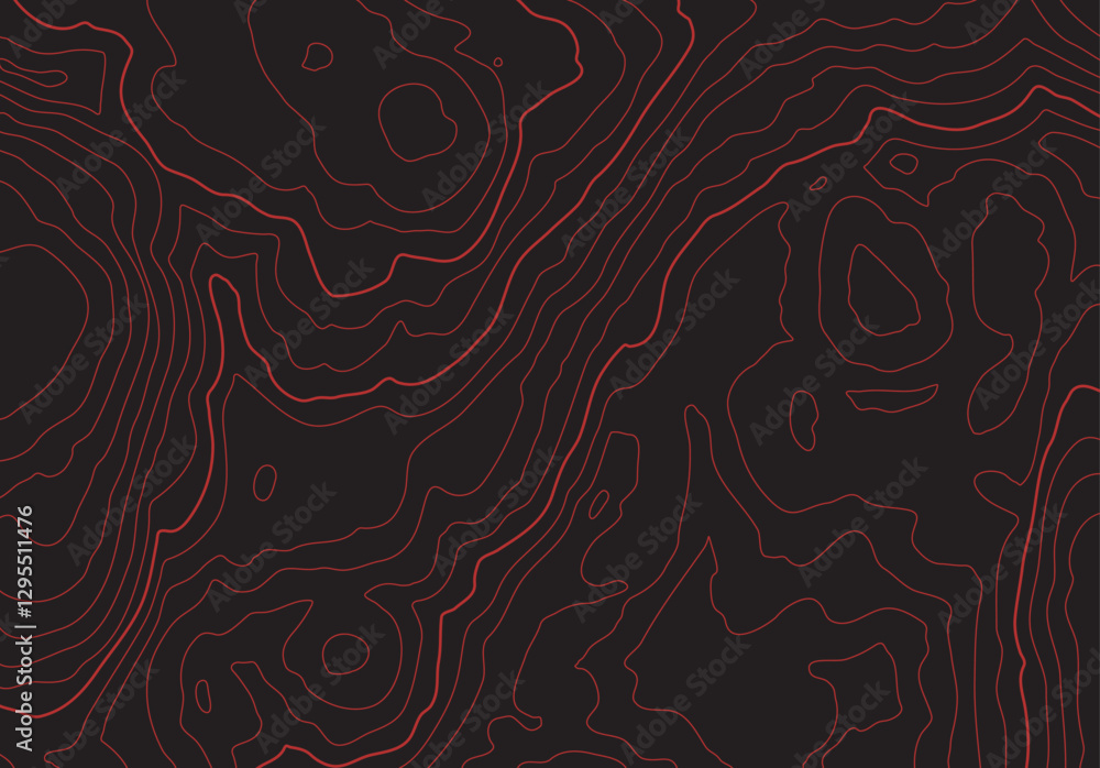 Aufkleber Topographic map background with altitude lines. Abstract terrain topography with elevation levels of the relief