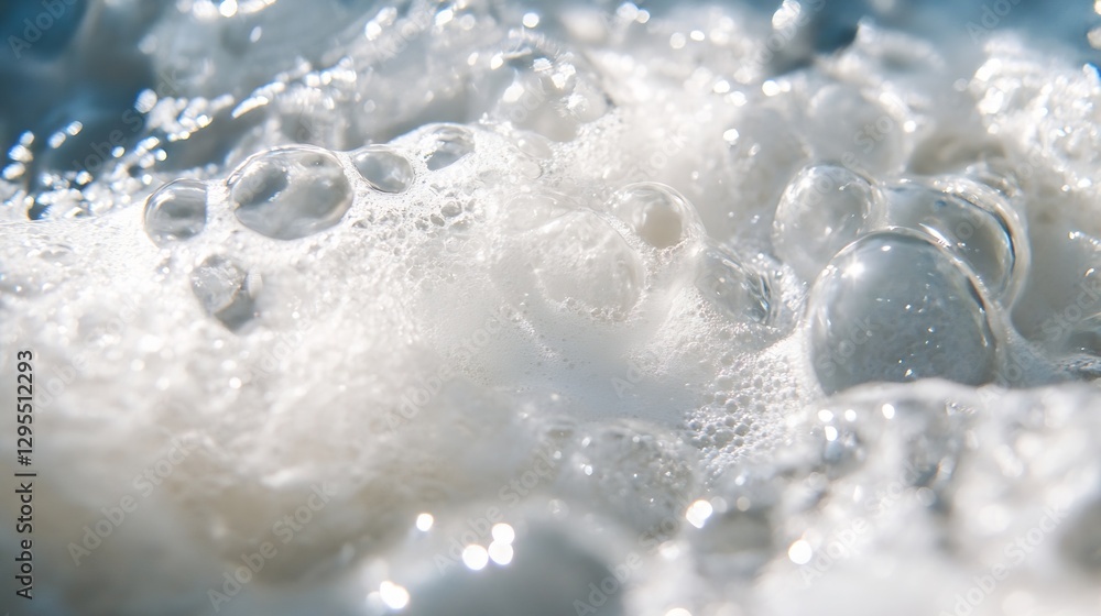 Poster closeup of vibrant bubbles forming in foam water creating an abstract view of nature : generative ai