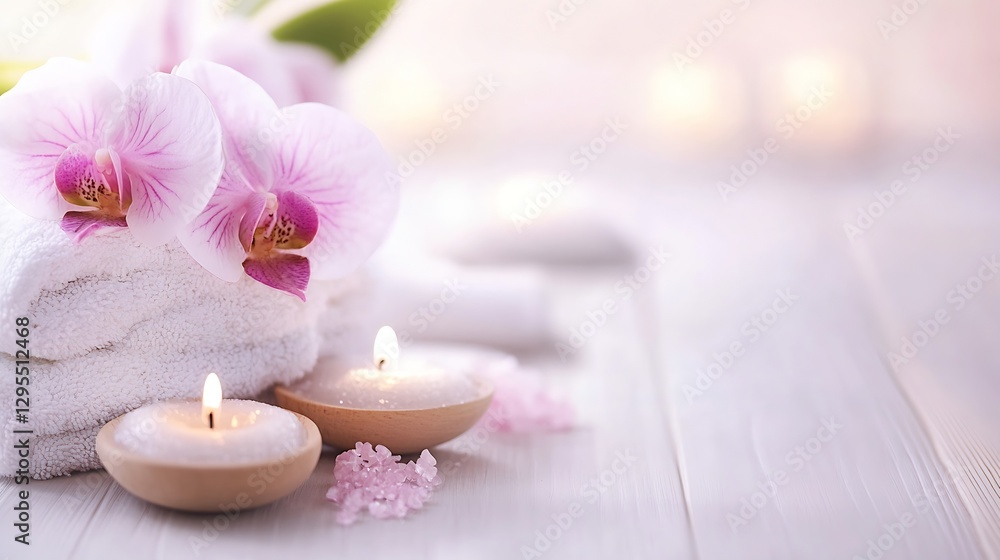Poster spa treatment with beautiful orchids and relaxing atmosphere for self care : generative ai