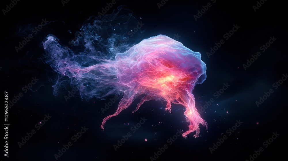 Aufkleber glowing nebula exploding in dark space with ethereal, dreamlike background