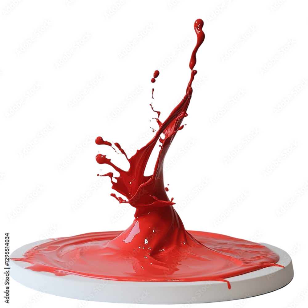 Poster red paint splash in a container dynamic art