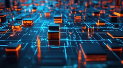 Neon Cyber Threat Network - Futuristic Businessscape