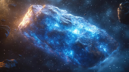 Fototapeta premium Cosmic Rock, Glowing, Space, Debris