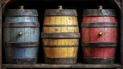 Fototapeta premium wine barrels in cellar
