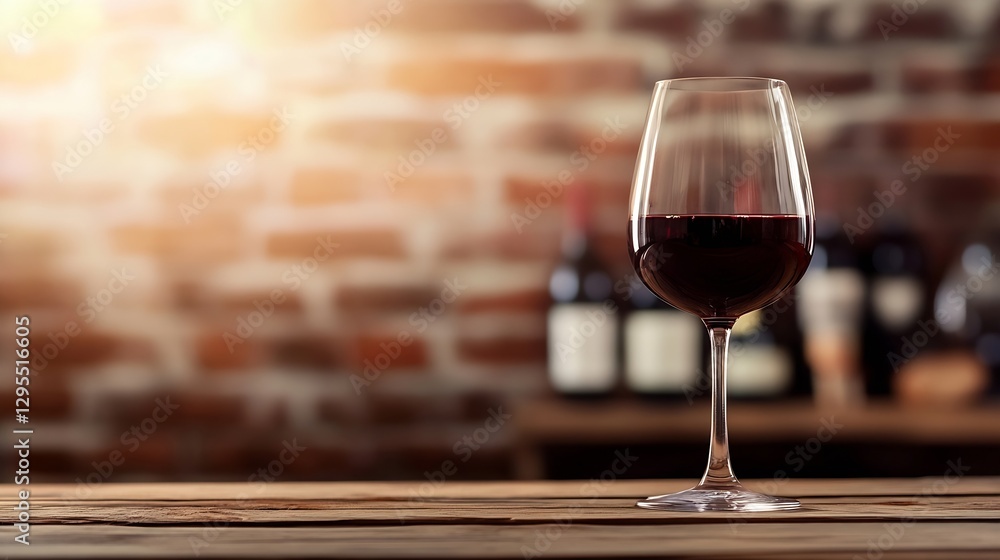 Poster Elegant Glass of Red Wine With Soft Focus and Rustic Background : Generative AI