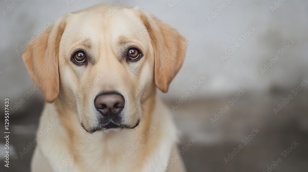Poster adorable labrador retriever dog portrait against a soft blurred background : generative ai