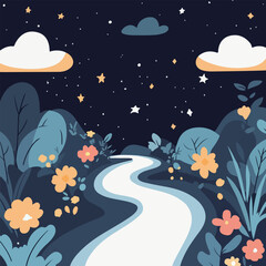 Obraz premium Serene Night Pathway