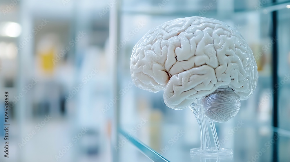 Poster detailed model of a human brain showcasing its intricate structure and anatomical features : generat