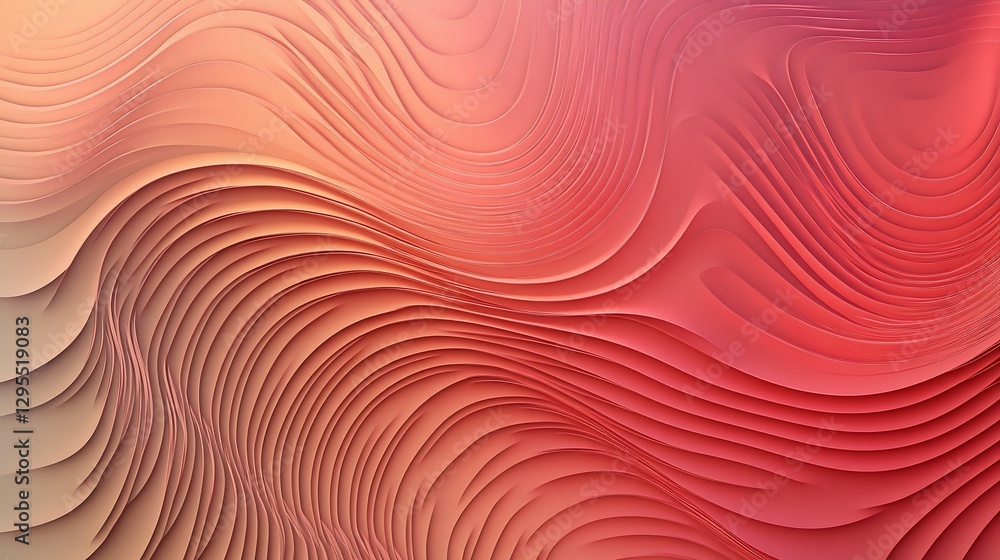 Poster abstract wavy pattern with gradient of colors in pink and peach tones