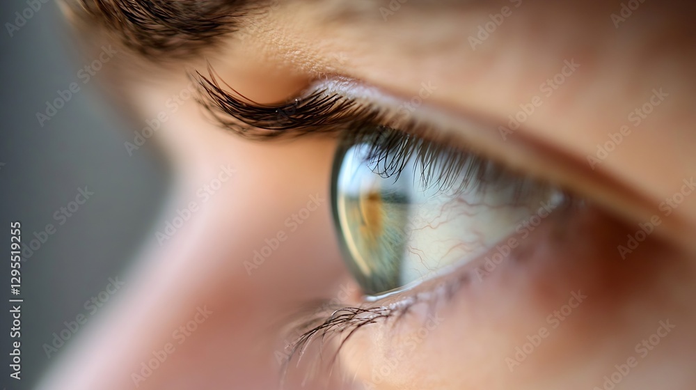 Poster Close-Up of a Human Eye with Reflection showing Detail in Iris and Eyelashes : Generative AI