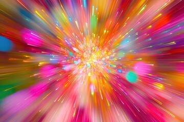 Obraz premium Colorful light burst, zoom effect, vibrant background, design element