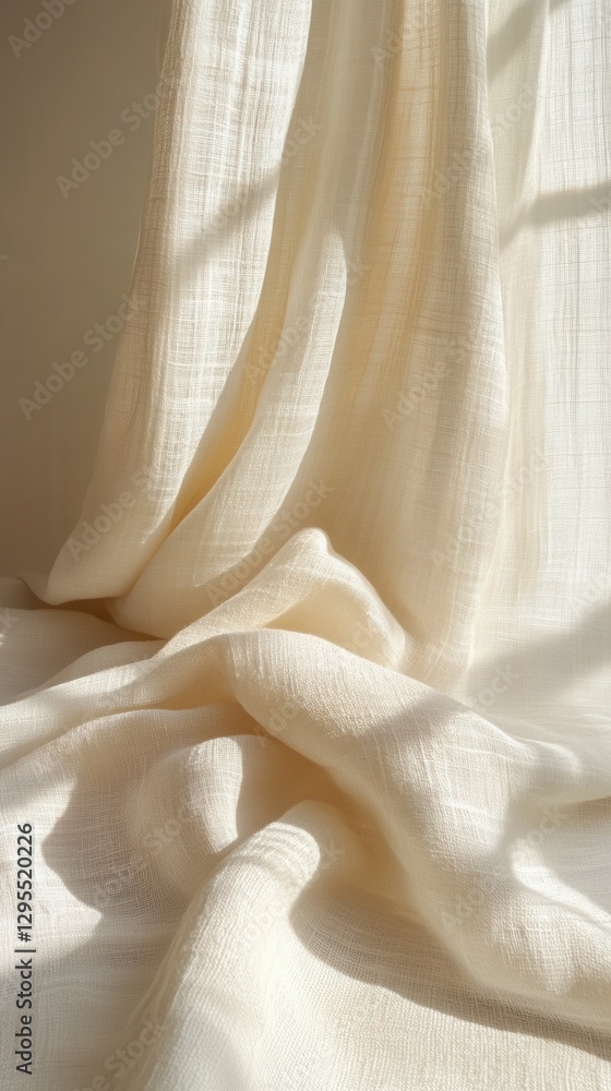 Aufkleber serene linen fabric backdrop with soft light creating an elegant texture and subtle shadows for a ca