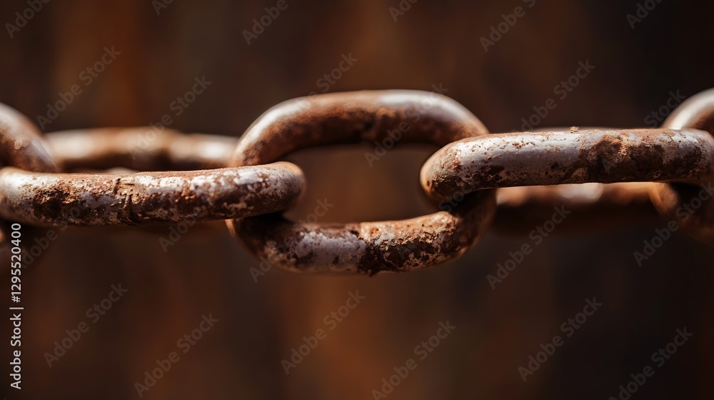 Poster Close Up of Rusty Chains Linked Together with a Blurred Background : Generative AI