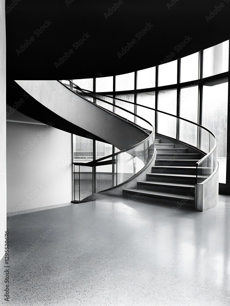 Poster elegant spiral staircase inside a modern building showcasing architectural beauty and design : gener
