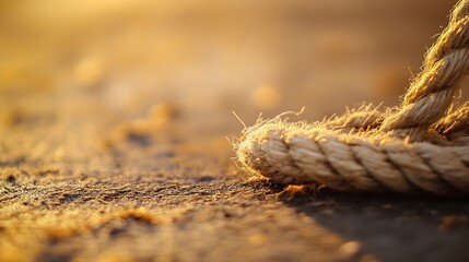 Detailed close up of a rustic rope on a weathered surface captured in natural light : Generative AI
