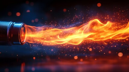 Macro Shot of a Blowtorch Flame with Bright Sparks 