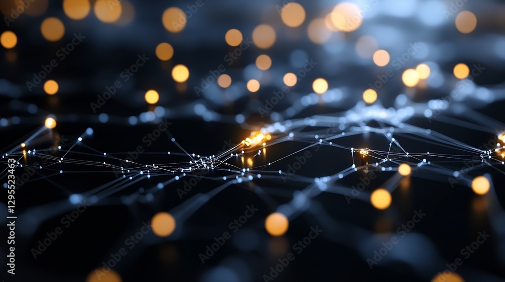 Leinwandbilder abstract glowing network of connections and lights creating a futuristic digital landscape : generat