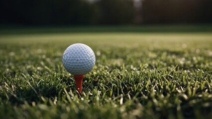 Perfectly Positioned Golf Tee on Grass: Macro Aerial Photography