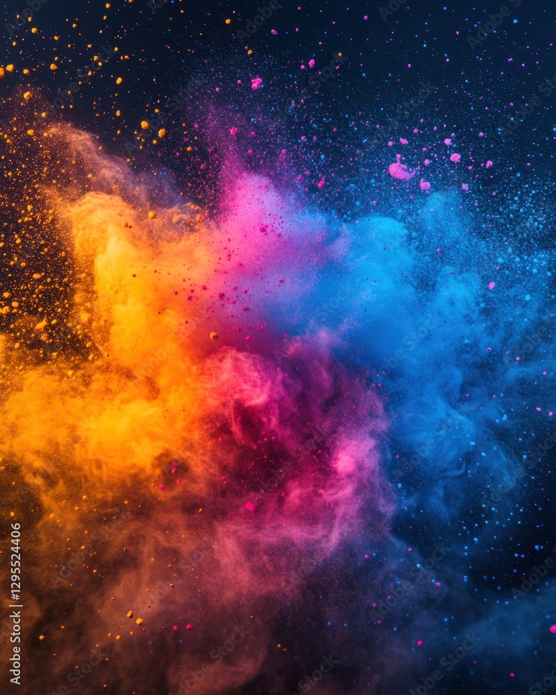 Poster brilliant explosion of vibrant colors creating a mesmerizing abstract composition on a dark backgrou