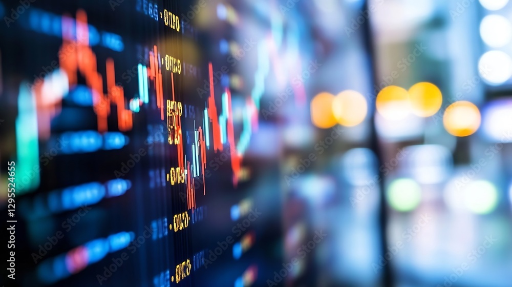 Fototapete Dynamic financial market graph displaying trends and statistics on digital screen : Generative AI