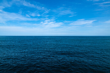 tranquil seascape with the horizon and cloud