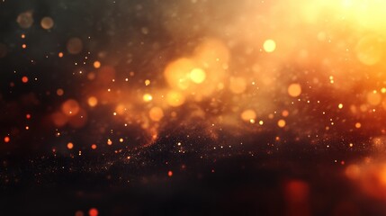 Abstract Gold and Orange Glowing Particles Background