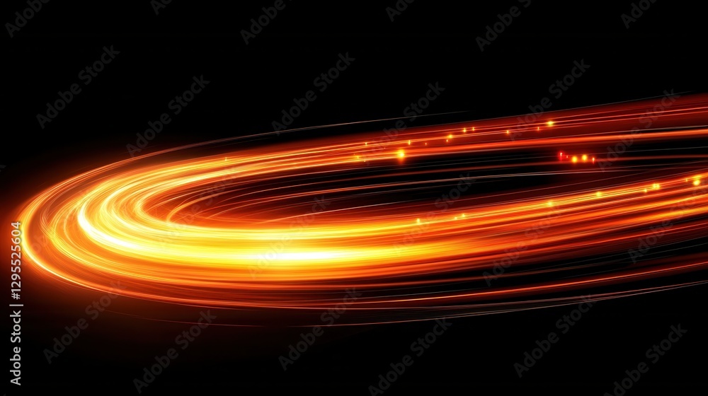 Aufkleber dynamic orange light trails on dark backdrop creating a sense of speed energy and futuristic technol