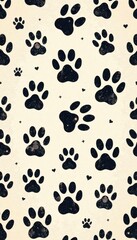 Seamless black doodle paw prints pattern for pet owners, pet, texture, seamless