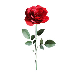 Red Rose Glitch Art Abstract Floral Design,