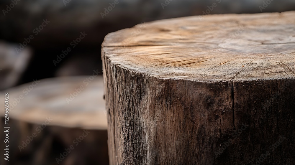 Aufkleber Closeup view of a textured log showing natural wood grain and rustic charm : Generative AI