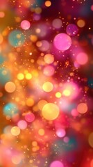 Vibrant bokeh lights in warm hues creating a magical and festive atmosphere with a dreamy and soft focus for a cheerful mood