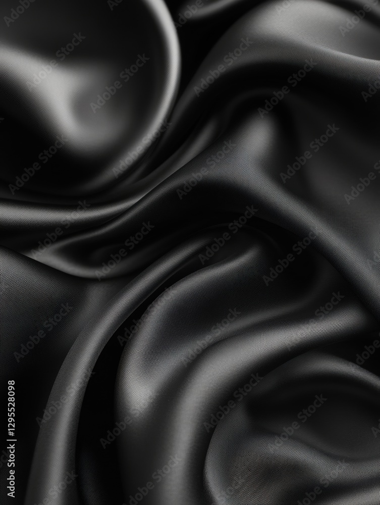 Poster elegant black satin fabric with soft folds and smooth texture creating a luxurious and sensual visua
