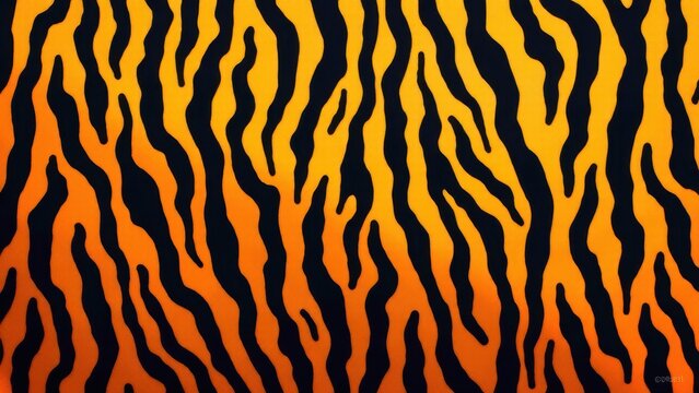Tiger camo pattern with black stripes on a gradient orange background.