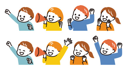Fototapeta premium colorful illustration of cheering kids