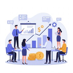 business people with graph and chart