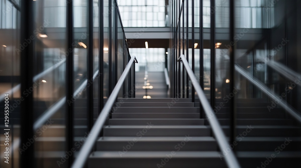 Aufkleber modern staircase in contemporary office building showcasing sleek architecture and natural light for