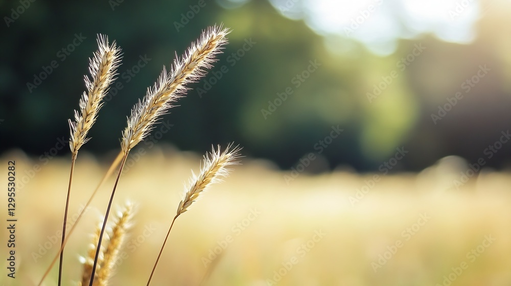 Poster sunlit grass blades glowing in a wheat field capturing the essence of nature : generative ai