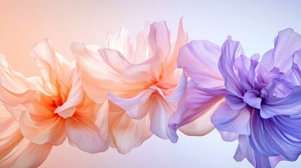 Fototapeta premium Ethereal flowers transition from peach to lavender in soft light