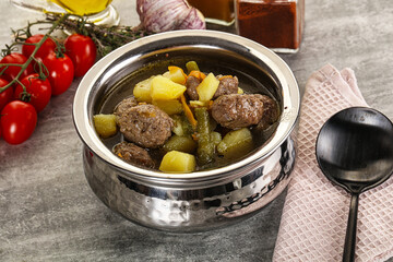 Soup with meatball and potato