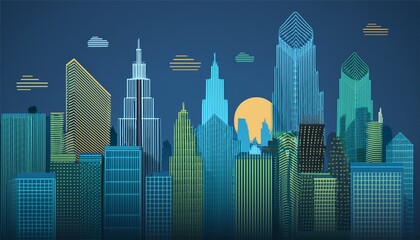 Obraz premium Abstract urban landscape. Vector illustration. Generated image