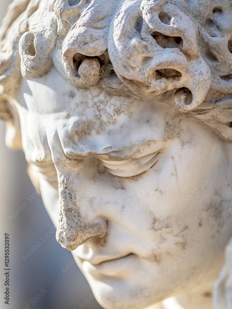 Aufkleber closeup of a detailed marble sculpture showcasing intricate features and artistic expressions : gene