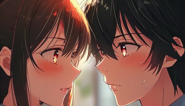 Anime Characters Gazing at Each Other