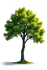 Obraz premium Single tree on white background with branches stretching out, trees against white, solo tree, leaves