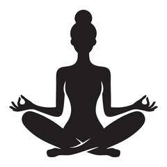 Silhouette of a Meditating Woman for Wellness and Relaxation Designs