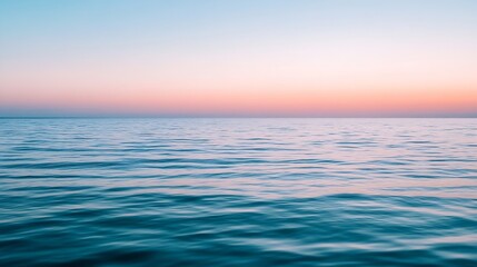 A serene seascape showcasing a calm ocean at sunset with a beautiful gradient sky reflecting on the water : Generative AI