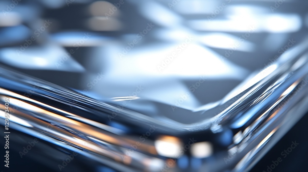 Aufkleber close up of a reflective glass surface showing abstract patterns and bright lights : generative ai